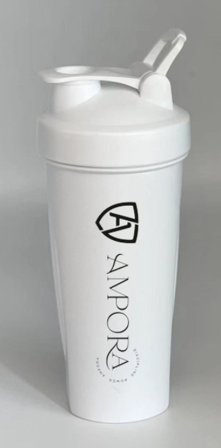 Ampora 600ml Premium Shaker Wit – met Shakerbal