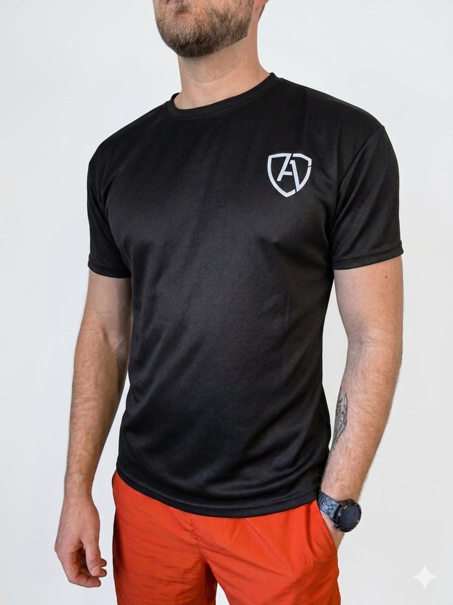 AMPORA Premium Sport T-shirt Heren - Zwart - Ingeweven Logo (Geen Print) - Fitness & Gym