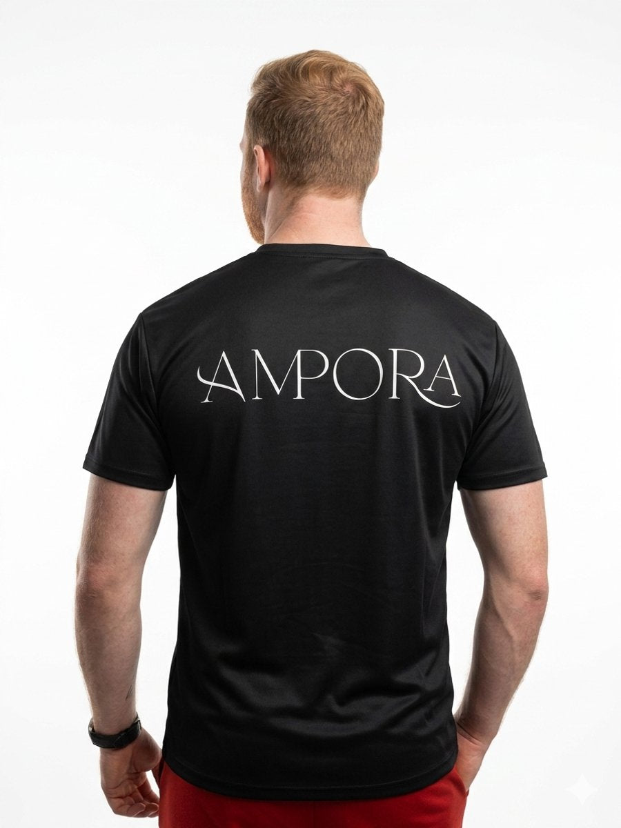 AMPORA Premium Sport T-shirt Heren - Zwart - Ingeweven Logo (Geen Print) - Fitness & Gym