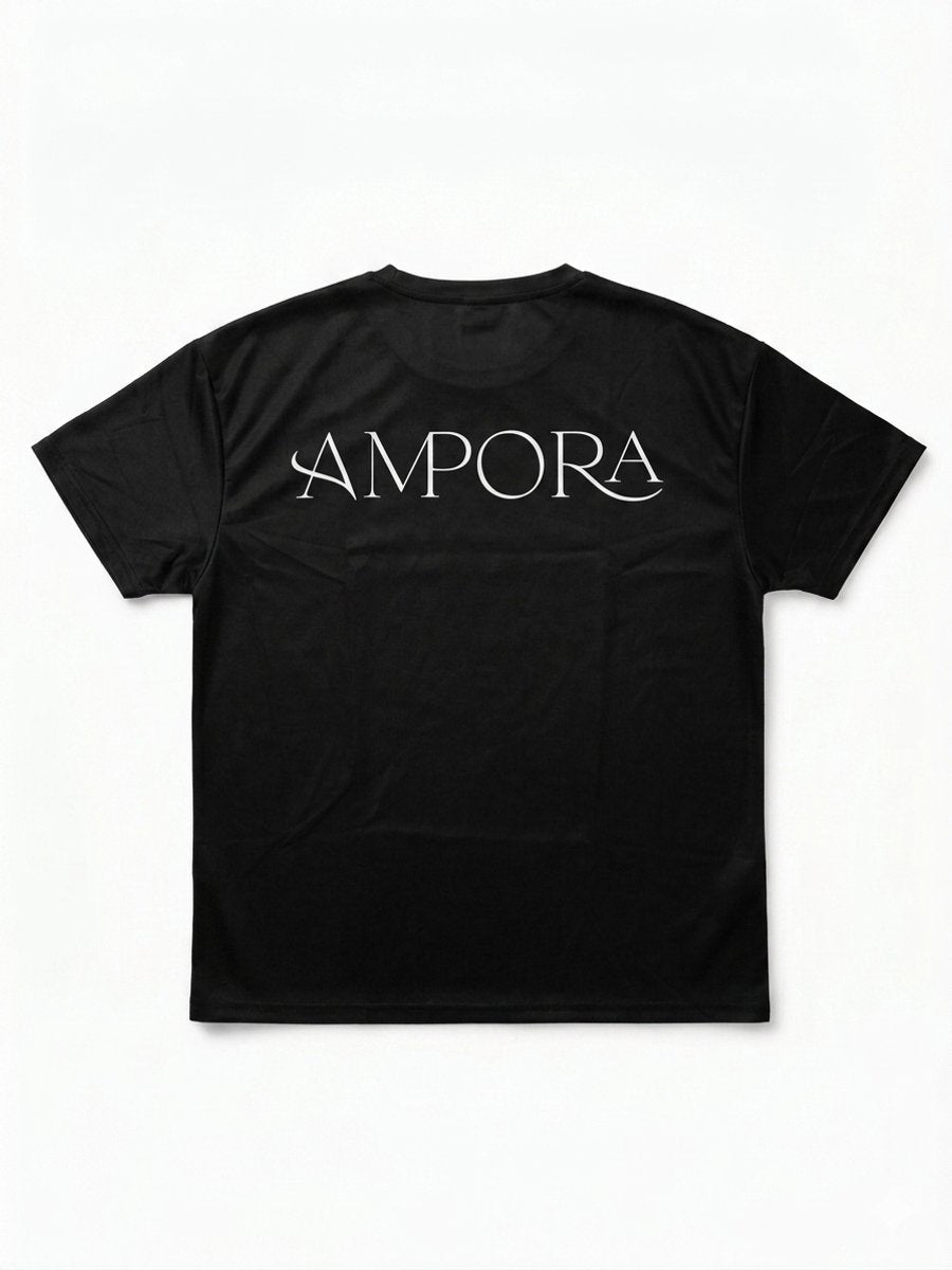 AMPORA Premium Sport T-shirt Heren - Zwart - Ingeweven Logo (Geen Print) - Fitness & Gym