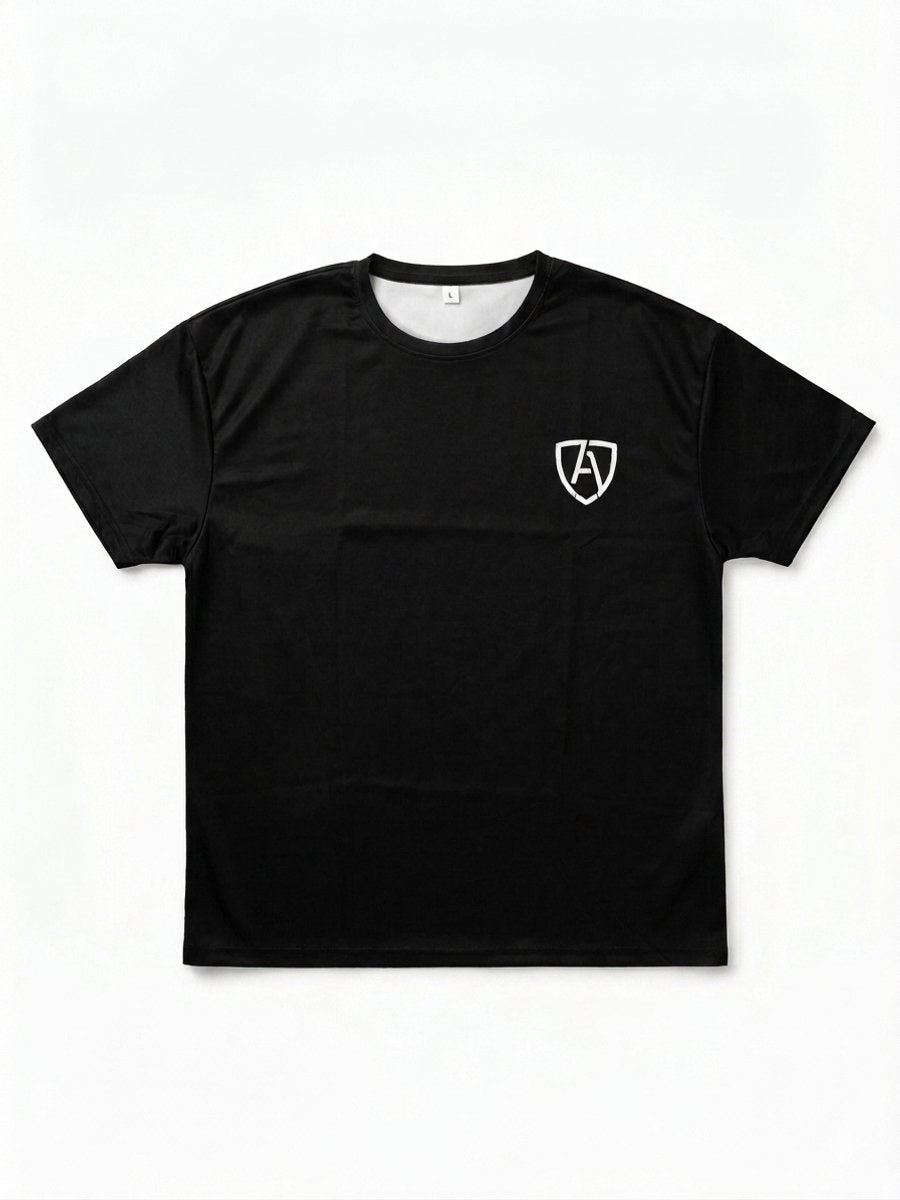 AMPORA Premium Sport T-shirt Heren - Zwart - Ingeweven Logo (Geen Print) - Fitness & Gym