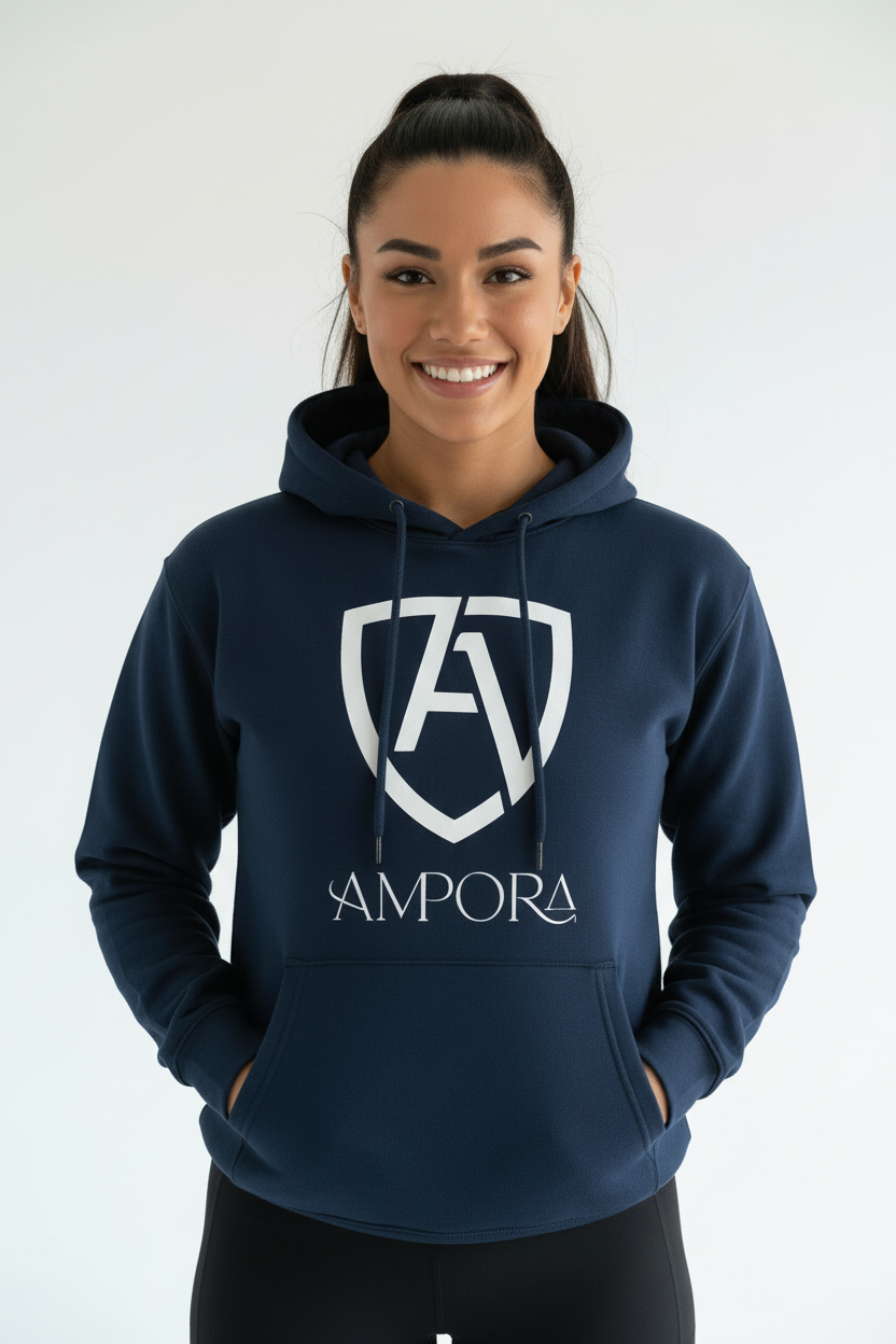 Navy hoodie vrouw voorkant
