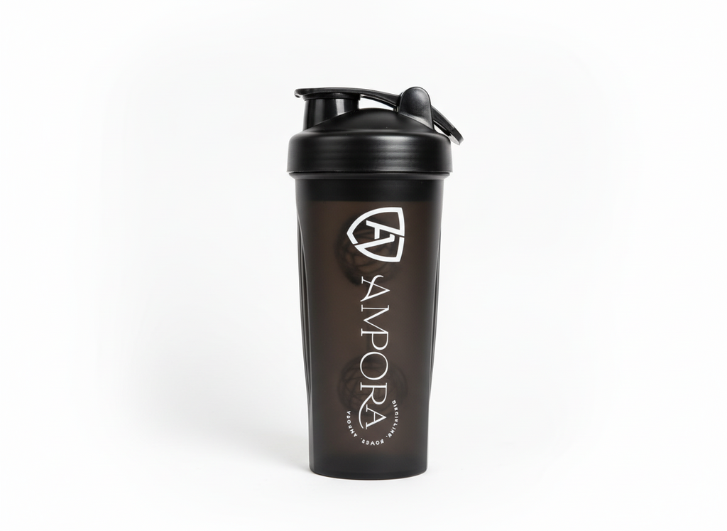 Ampora 600ml Premium Shaker Zwart – met Shakerbal