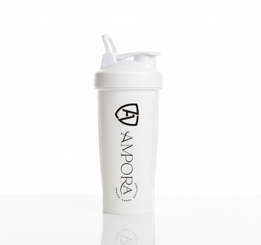 Ampora 600ml Premium Shaker Wit – met Shakerbal